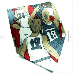Basketball Players Shooting Hoops Blue Red Tie